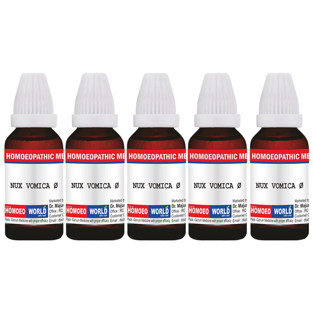 Dr. Majumder Homeo World Nux Vomica Mother Tincture (30ml Each) Q combo pack of 5 bottles