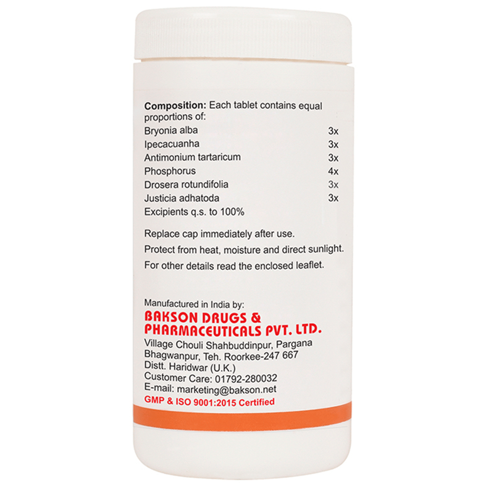 Bakson's Homeopathy Kof Aid Tablet bottle of 200 tablets