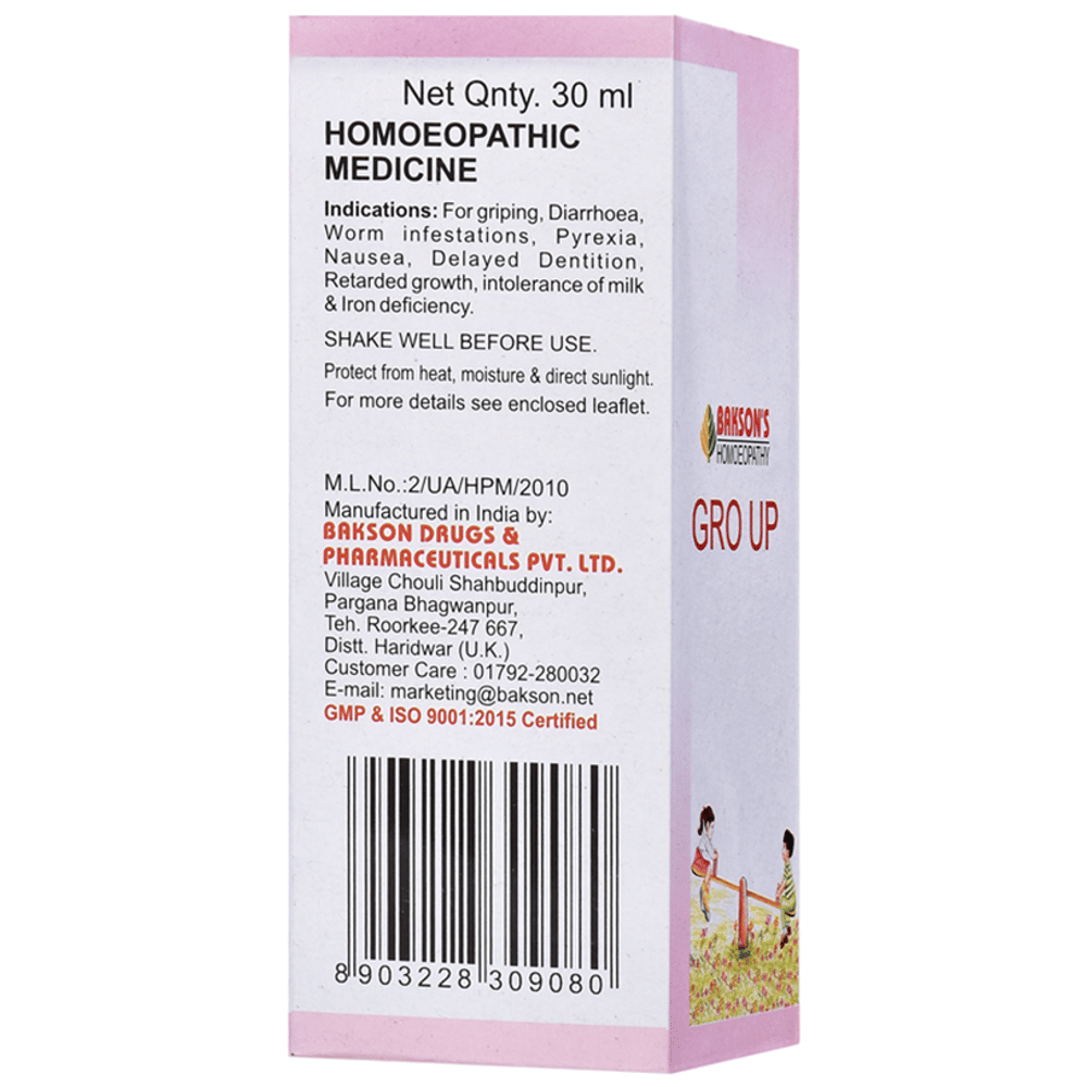 Bakson's Homeopathy Gro Up Drop bottle of 30 ml Drop