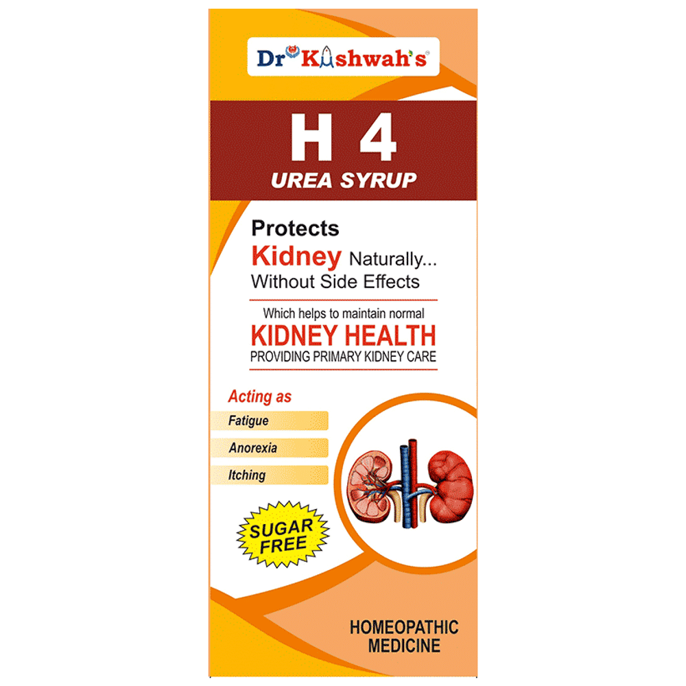 Dr Kushwah's H 4 Urea Syrup Sugar Free bottle of 225 ml Syrup