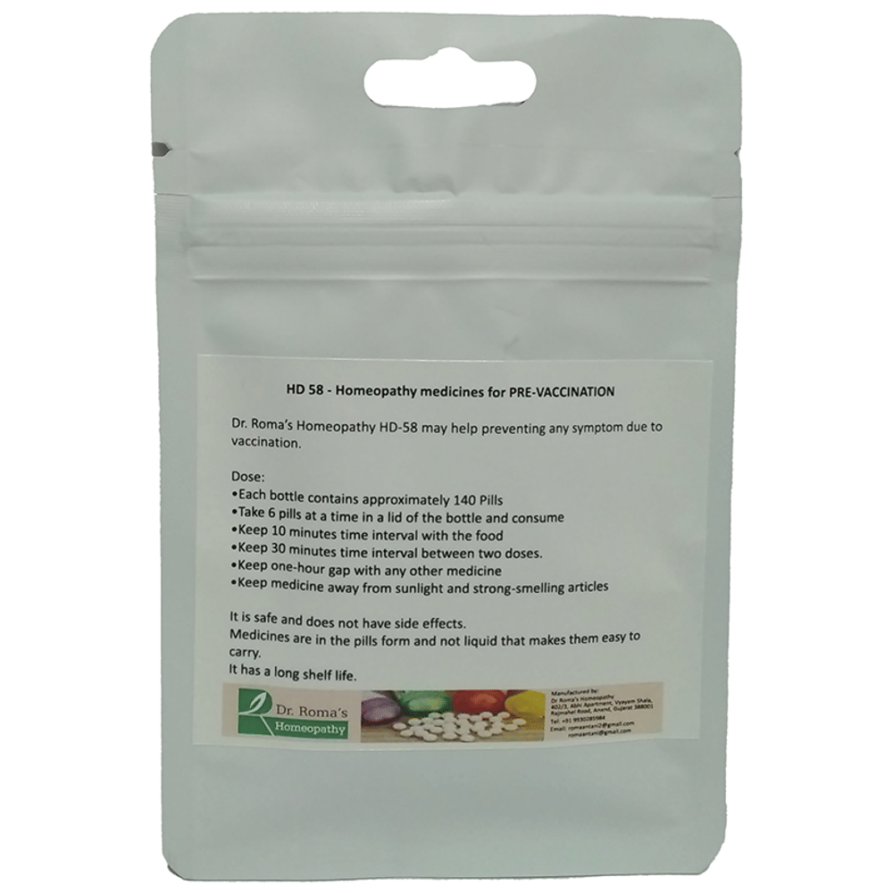 Dr. Romas Homeopathy HD-58 Pre Vaccination, 2 Bottles of 2 Dram packet of 2 bottles