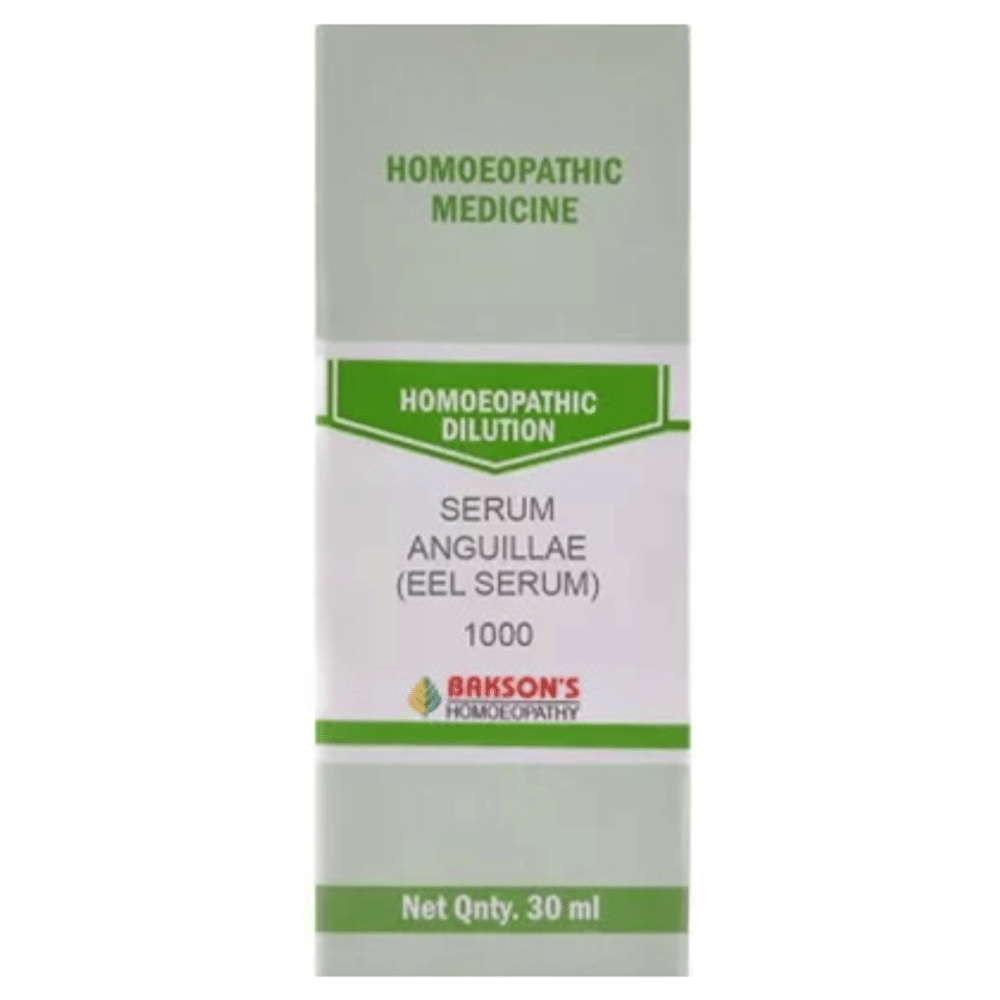 Bakson's Homeopathy Serum Anguillae (Eel Serum) Dilution 1000 CH bottle of 30 ml Dilution Bakson's Homeopathy Serum Anguillae (Eel Serum) Dilution 1000 CH bottle of 30 ml Dilution