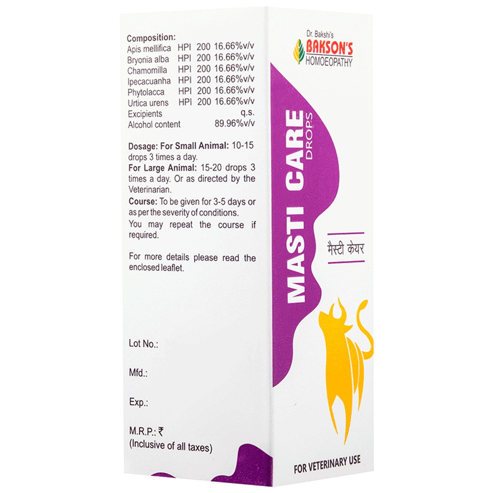 Bakson's Homeopathy Masti Care Drop bottle of 30 ml Drop