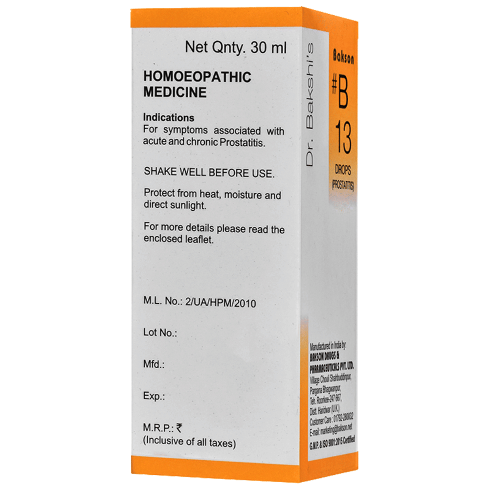 Bakson B13 Prostatitis Drop bottle of 30 ml Drop Bakson B13 Prostatitis Drop bottle of 30 ml Drop