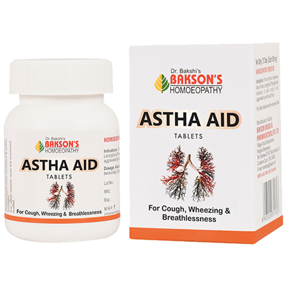 Bakson's Homeopathy Astha Aid Tablet bottle of 75 tablets