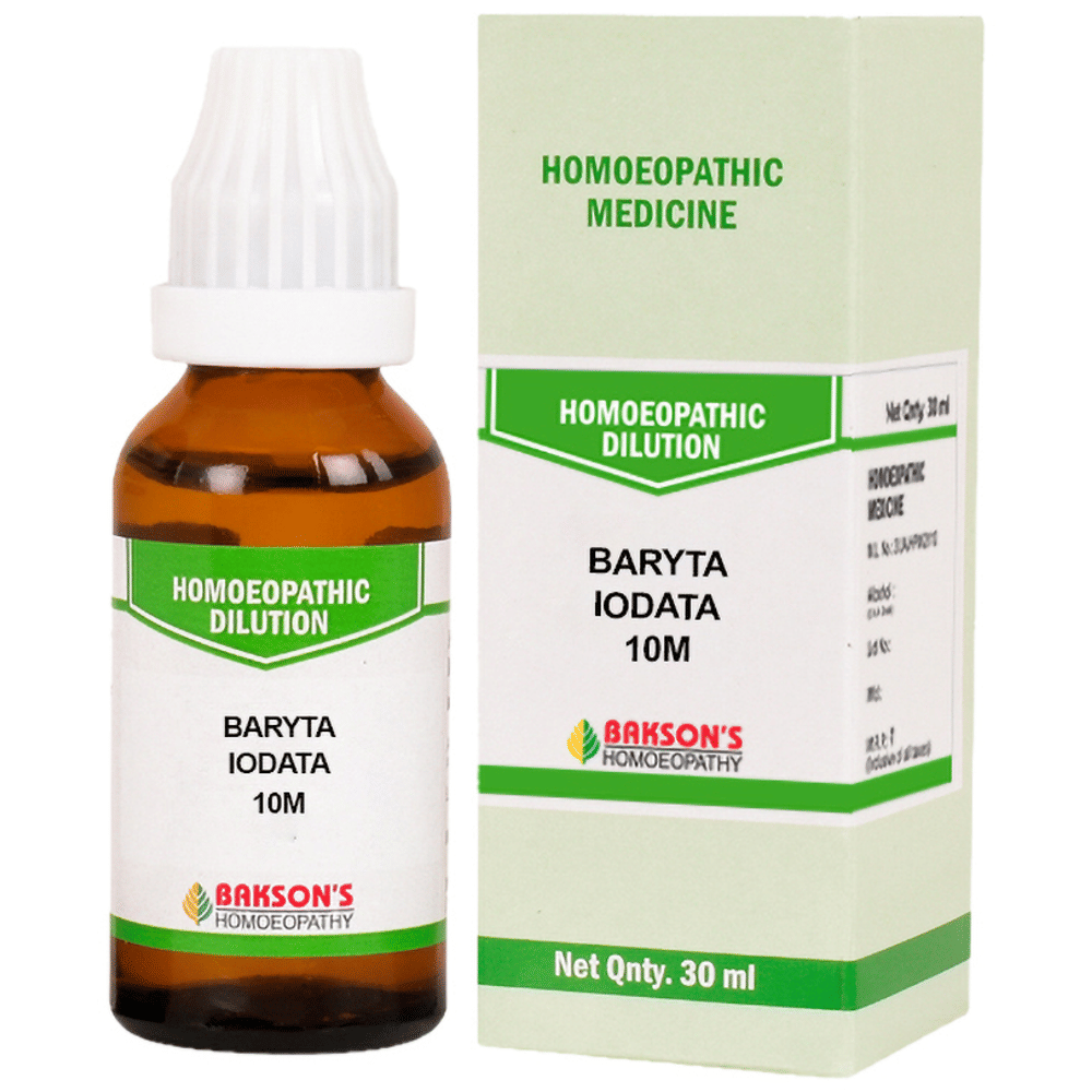Bakson's Homeopathy Baryta Iodata Dilution 10M bottle of 30 ml Dilution