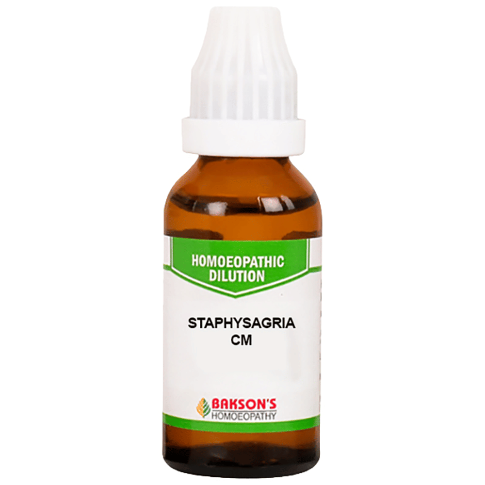 Bakson's Homeopathy Staphysagria Dilution CM bottle of 30 ml Dilution Bakson's Homeopathy Staphysagria Dilution CM bottle of 30 ml Dilution
