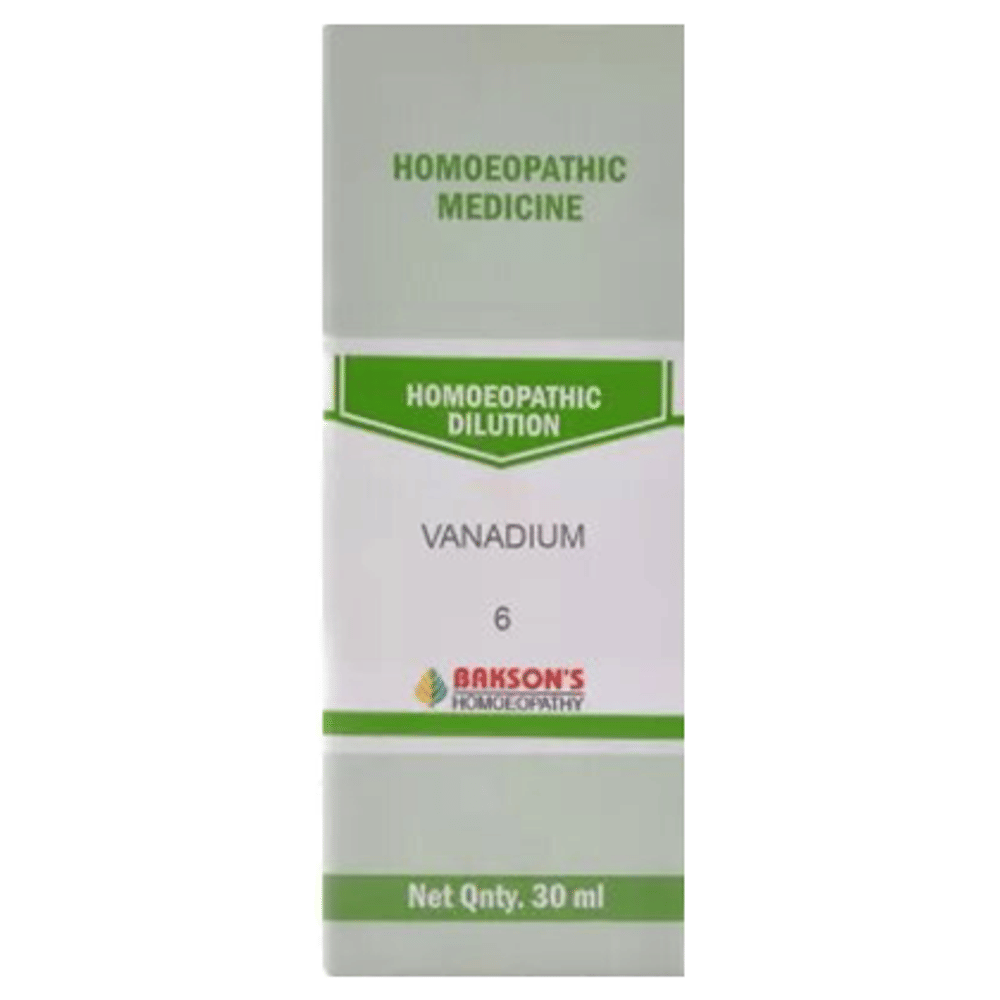 Bakson's Homeopathy Vanadium Dilution 6 bottle of 30 ml Dilution Bakson's Homeopathy Vanadium Dilution 6 bottle of 30 ml Dilution