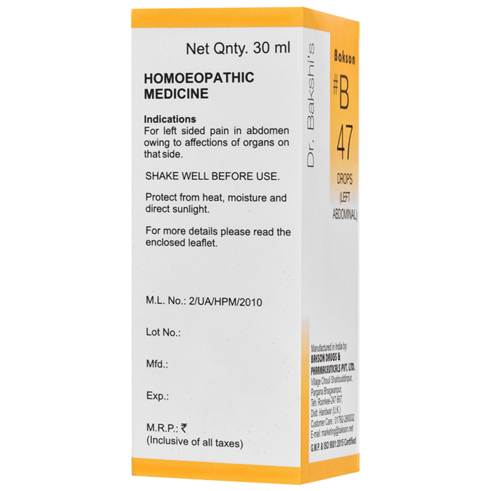 Bakson B47 Left Abdominal Drop bottle of 30 ml Drop