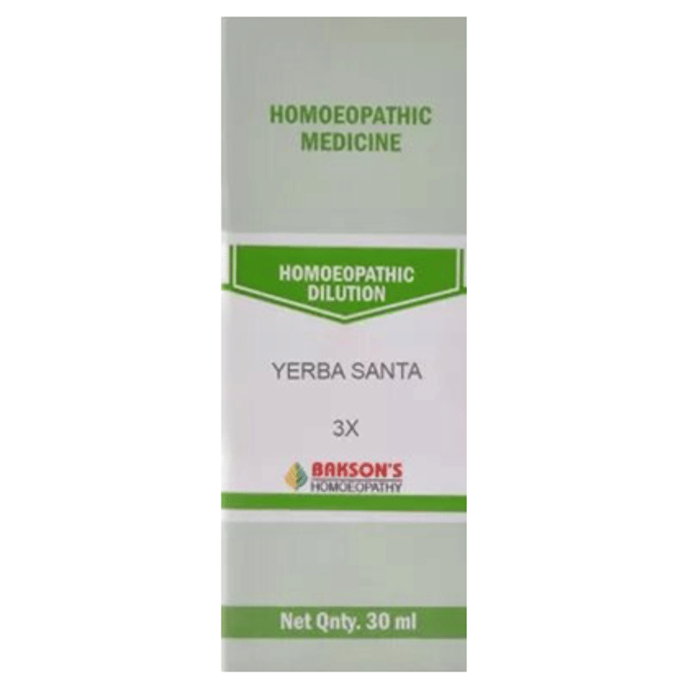 Bakson's Homeopathy Yerba Santa  Dilution 3X bottle of 30 ml Dilution