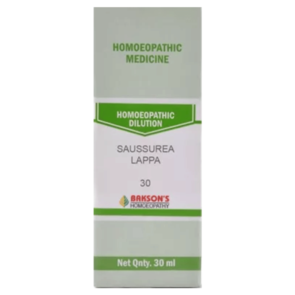 Bakson's Homeopathy Saussurea Lappa Dilution 30 bottle of 30 ml Dilution Bakson's Homeopathy Saussurea Lappa Dilution 30 bottle of 30 ml Dilution