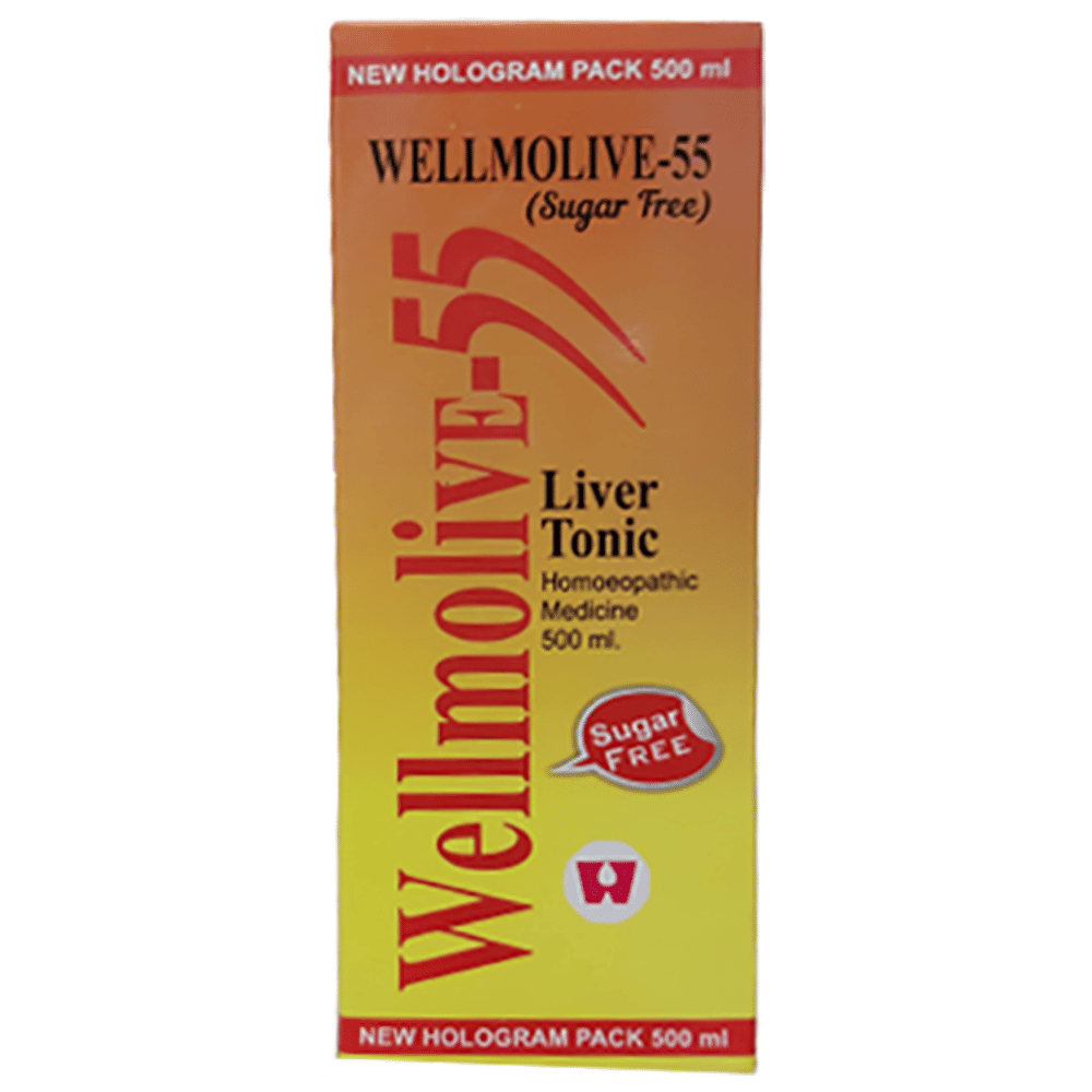Dr. Wellmans Wellmolive 55 Liver Tonic Sugar Free bottle of 500 ml Tonic