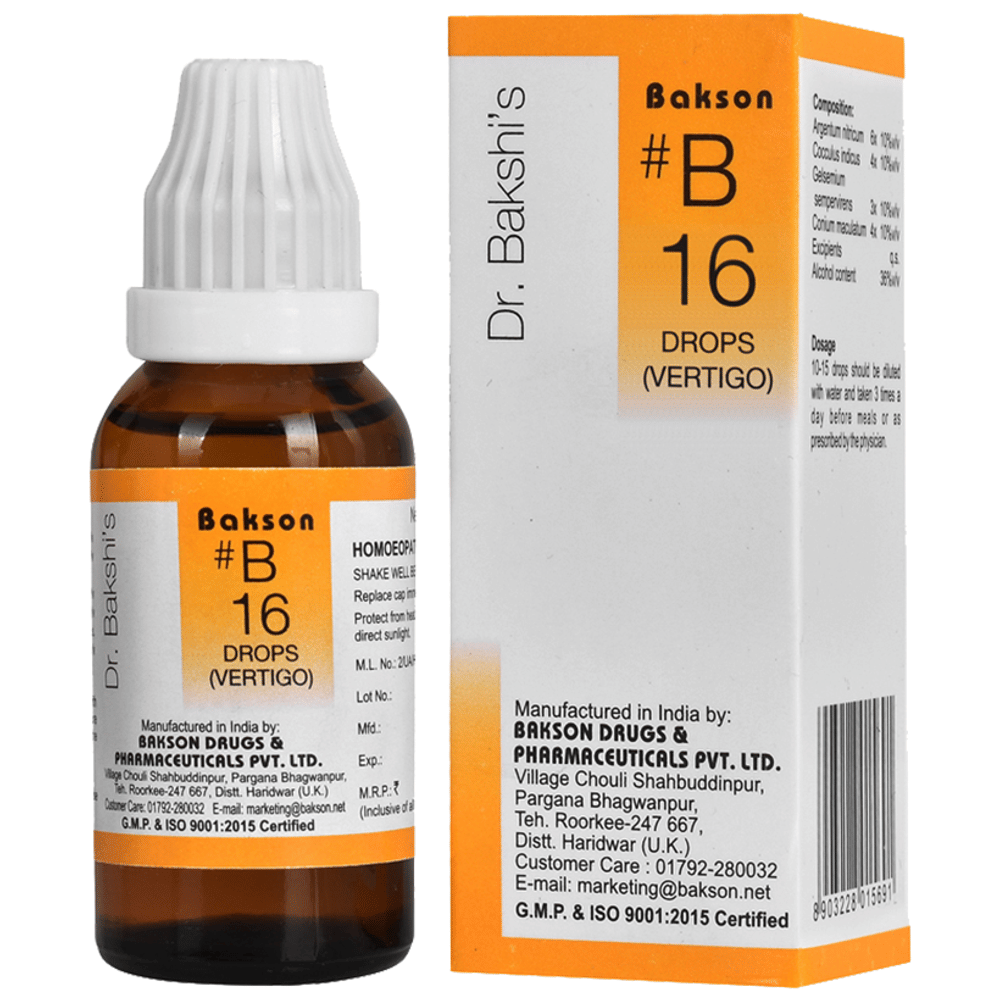 Bakson B16 Vertigo Drop bottle of 30 ml Drop