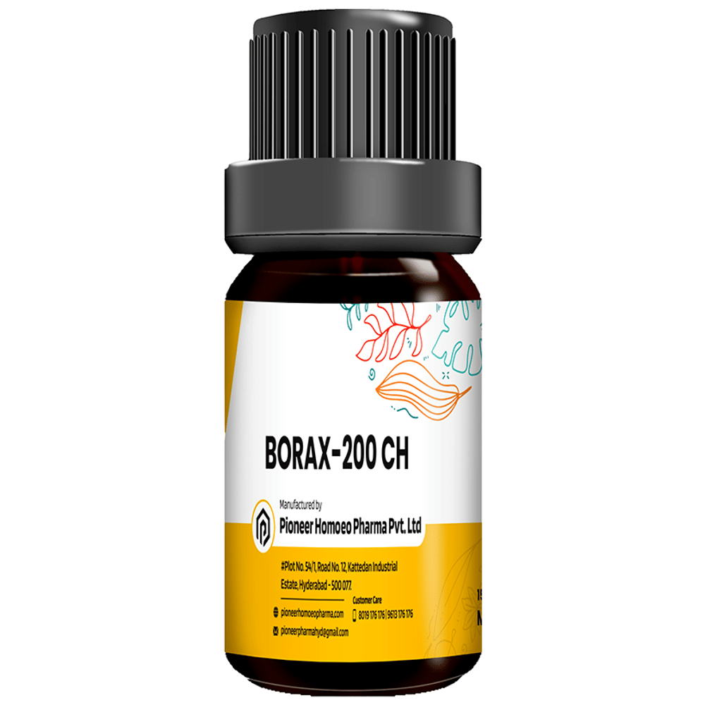 Pioneer Pharma Borax Globules Pellets Multidose Pills 200 CH bottle of 150 tablets