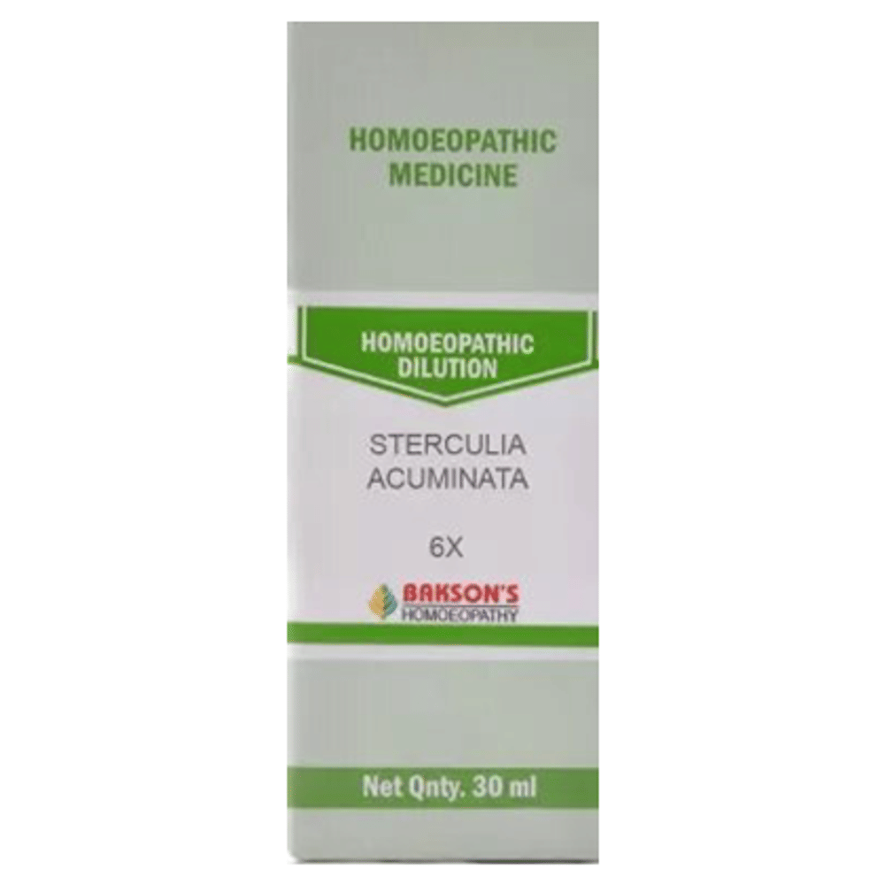 Bakson's Homeopathy Sterculia Acuminata Dilution 6X bottle of 30 ml Dilution Bakson's Homeopathy Sterculia Acuminata Dilution 6X bottle of 30 ml Dilution