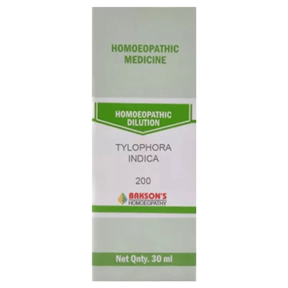 Bakson's Homeopathy Tylophora Indica Dilution 200 bottle of 30 ml Dilution