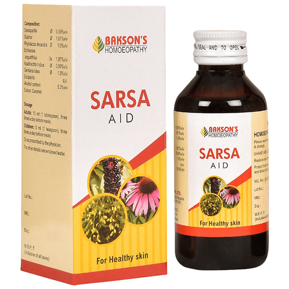 Bakson's Homeopathy Sarsa Aid Syrup bottle of 115 ml Syrup