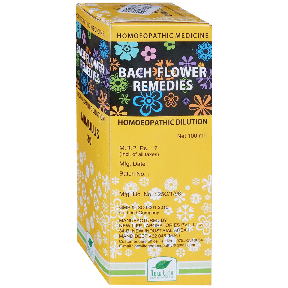 New Life Bach Flower Mimulus 30 bottle of 100 ml Dilution New Life Bach Flower Mimulus 30 bottle of 100 ml Dilution
