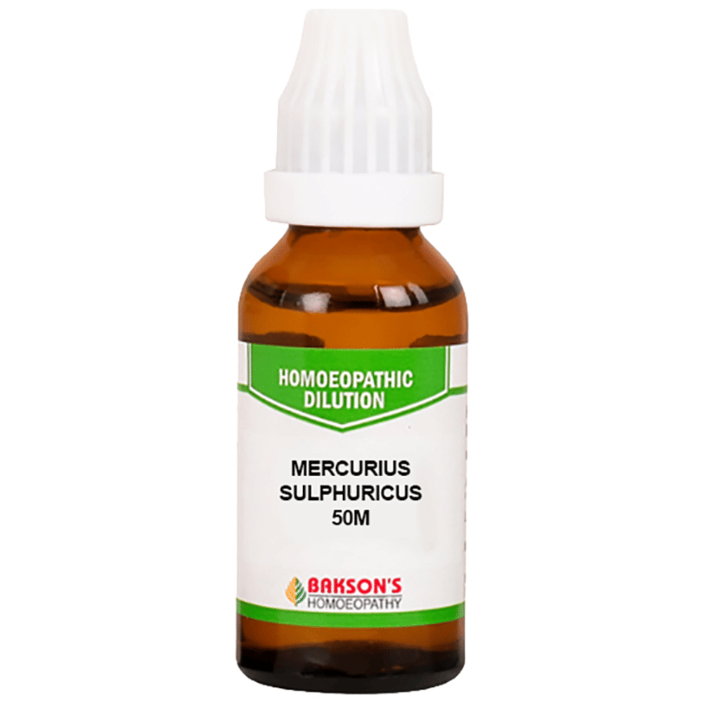 Bakson's Homeopathy Mercurius Sulphuricus Dilution 50M bottle of 30 ml Dilution Bakson's Homeopathy Mercurius Sulphuricus Dilution 50M bottle of 30 ml Dilution