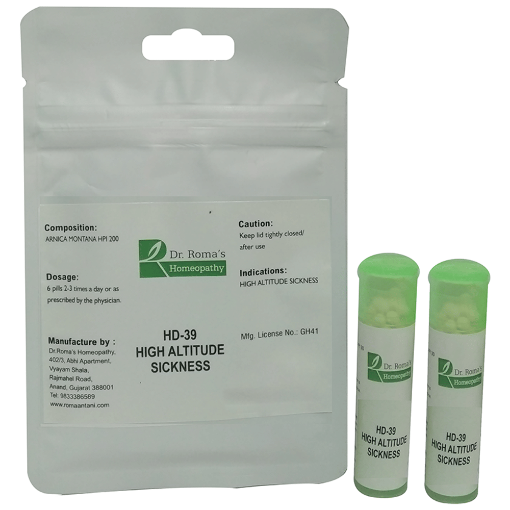 Dr. Romas Homeopathy HD-39 High Altitude Sickness, 2 Bottles of 2 Dram packet of 2 bottles