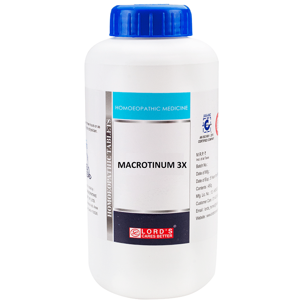 Lord's Macrotinum Trituration Tablet 3X bottle of 450 gm Trituration Tablet