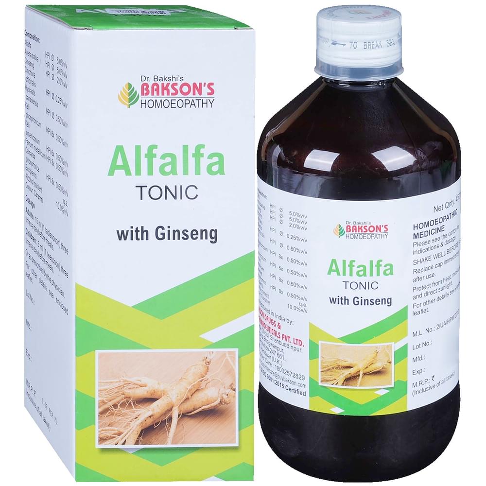 Bakson's Homeopathy Alfalfa Tonic with Ginseng bottle of 450 ml Tonic