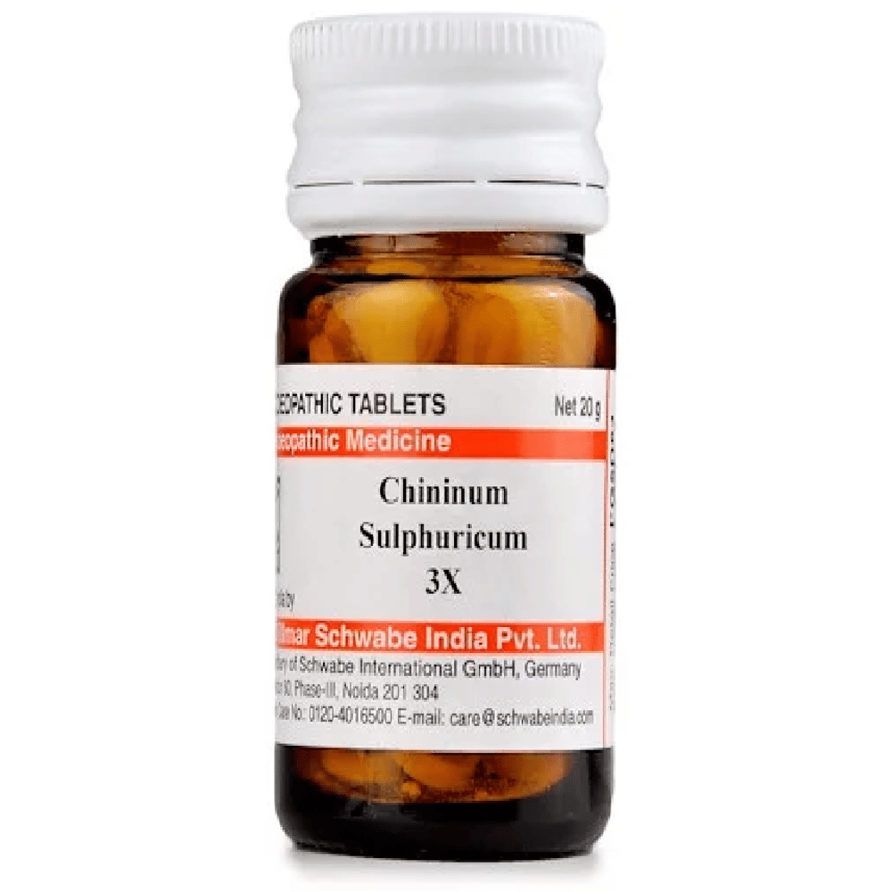 Dr Willmar Schwabe India Chininum Sulphuricum Trituration Tablet 3X bottle of 20 gm Trituration Tablet
