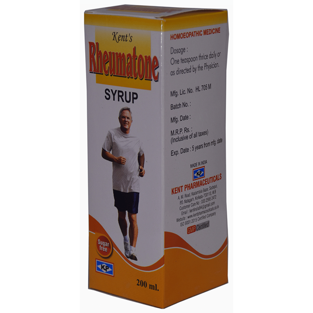 Kent's Rheumatone Syrup Sugar Free bottle of 200 ml Syrup