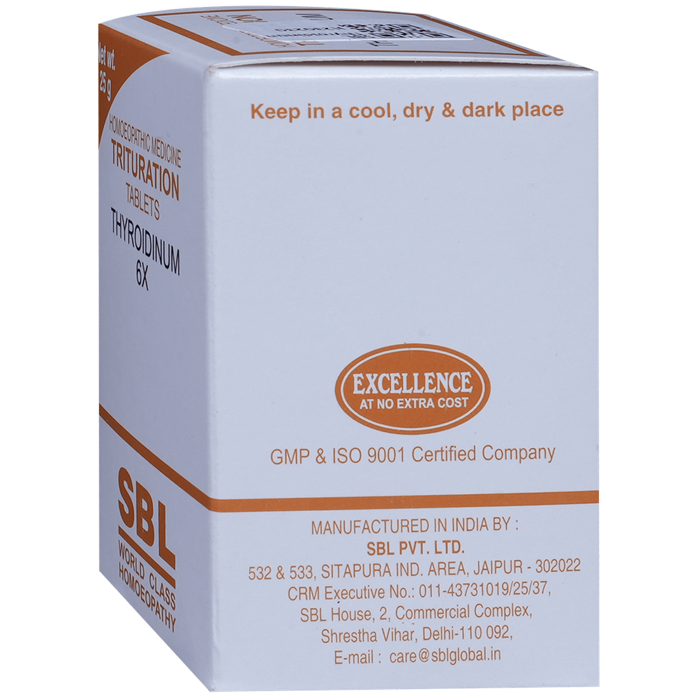 SBL Thyroidinum Trituration Tablet 6X bottle of 25 gm Trituration Tablet SBL Thyroidinum Trituration Tablet 6X bottle of 25 gm Trituration Tablet