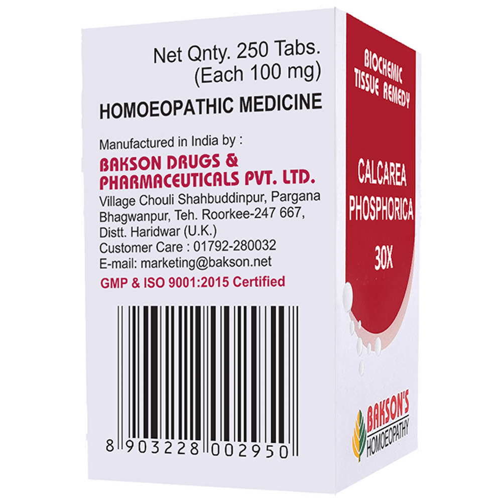 Bakson's Homeopathy Calcarea Phosphorica Biochemic Tablet 30X bottle of 250 biochemic tablets