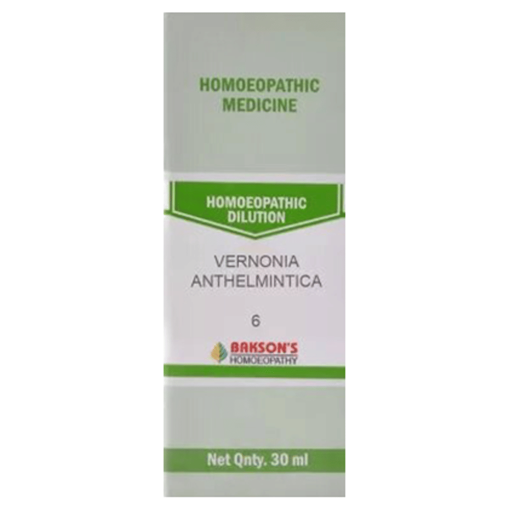 Bakson's Homeopathy Vernonia Anthelmintica  Dilution 6 bottle of 30 ml Dilution