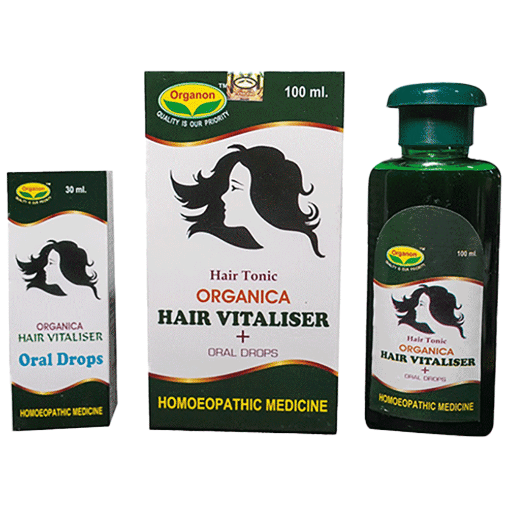 Organon Combo Pack of Organica Hair Vitaliser Hair Tonic (100ml) & Organica Hair Vitaliser Oral Drop (30ml) combo pack of 2 boxes