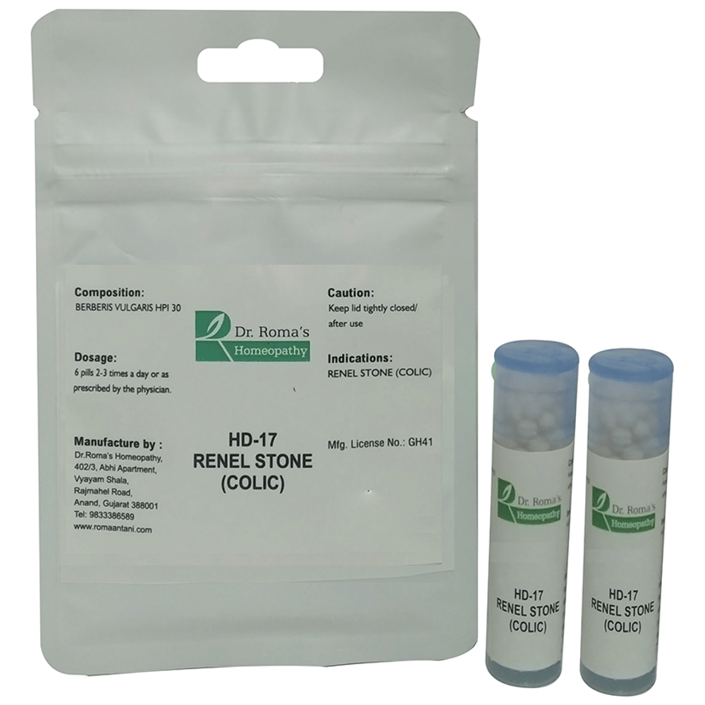 Dr. Romas Homeopathy HD-17 Renel Stone (Colic), 2 Bottles of 2 Dram packet of 2 bottles