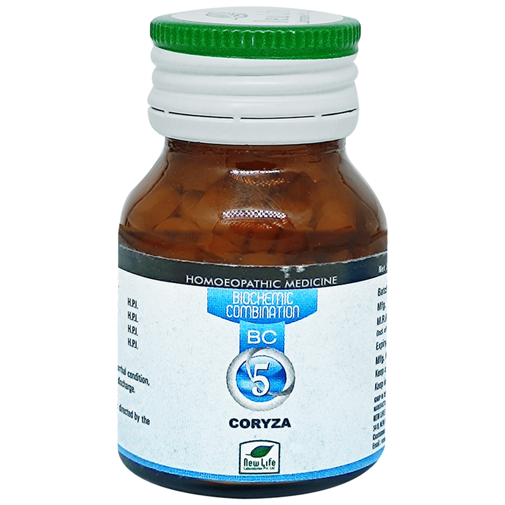 New Life Bio Combination No.5 Coryza bottle of 25 gm Biocombination Tablet New Life Bio Combination No.5 Coryza bottle of 25 gm Biocombination Tablet