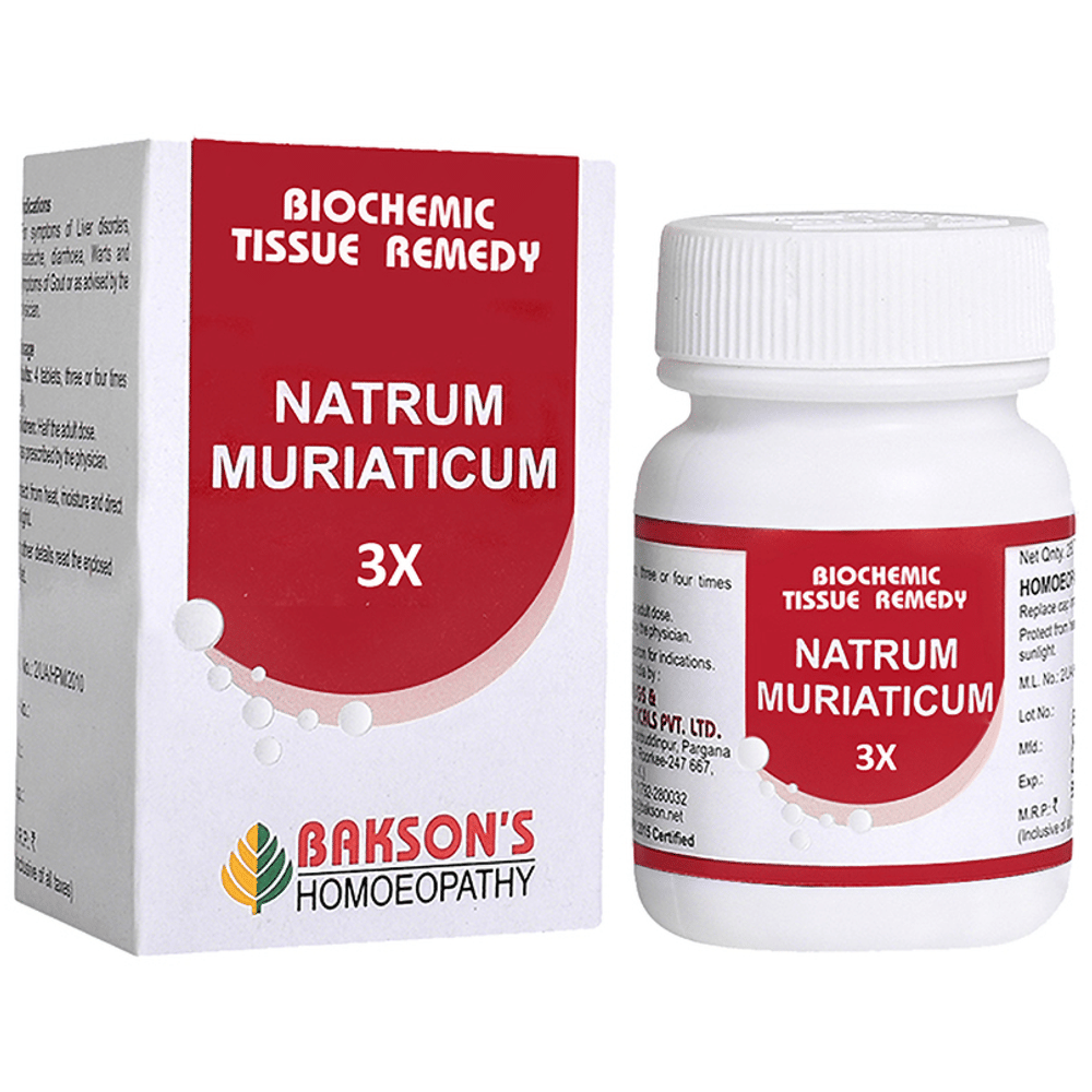 Bakson's Homeopathy Natrum Muriaticum Biochemic Tablet 3X bottle of 250 biochemic tablets