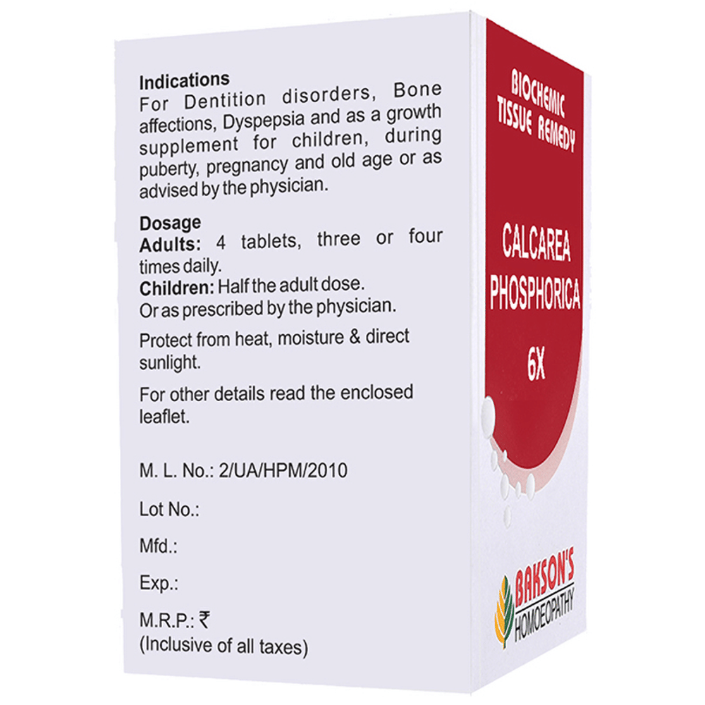 Bakson's Homeopathy Calcarea Phosphorica Biochemic Tablet 6X bottle of 250 biochemic tablets Bakson's Homeopathy Calcarea Phosphorica Biochemic Tablet 6X bottle of 250 biochemic tablets