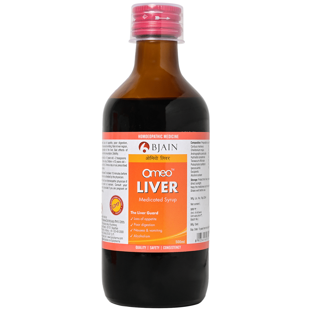 Bjain Omeo Liver Syrup bottle of 500 ml Syrup