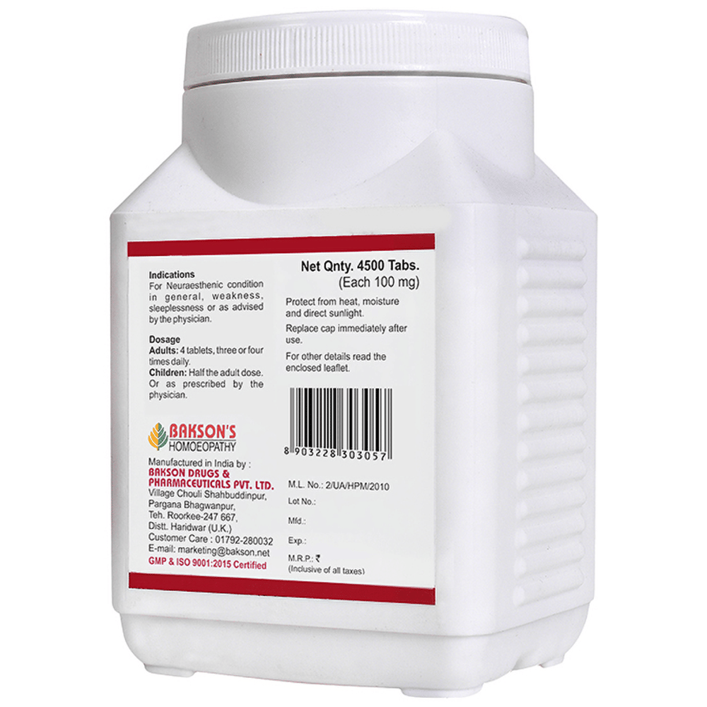 Bakson's Homeopathy Kali Phosphoricum Biochemic Tablet 30X bottle of 4500 biochemic tablets