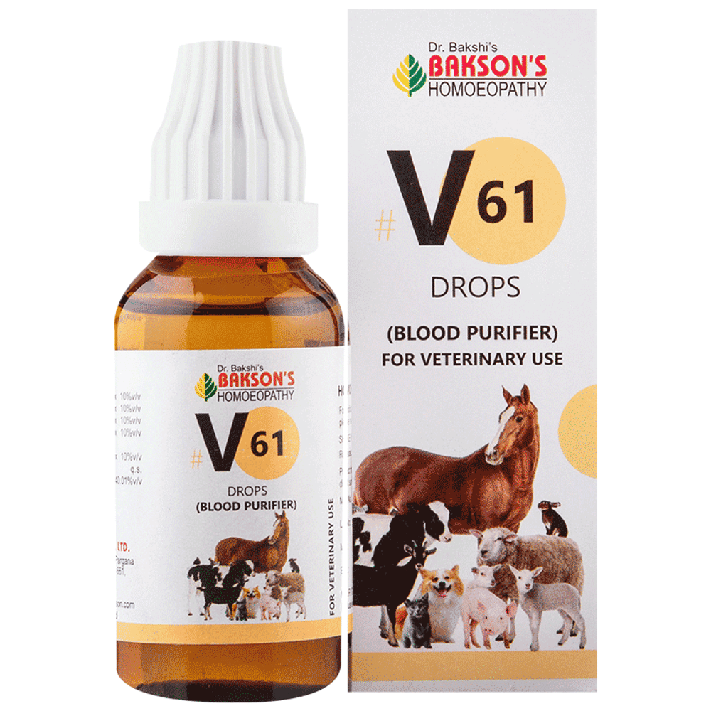 Bakson's Homeopathy V61 Blood Purifed Drop for Veterinary Use Drop bottle of 30 ml Drop