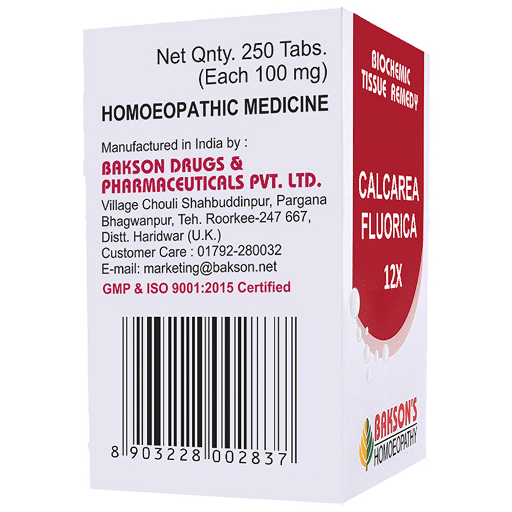 Bakson's Homeopathy Calcarea Fluorica Biochemic Tablet 12X bottle of 250 biochemic tablets Bakson's Homeopathy Calcarea Fluorica Biochemic Tablet 12X bottle of 250 biochemic tablets