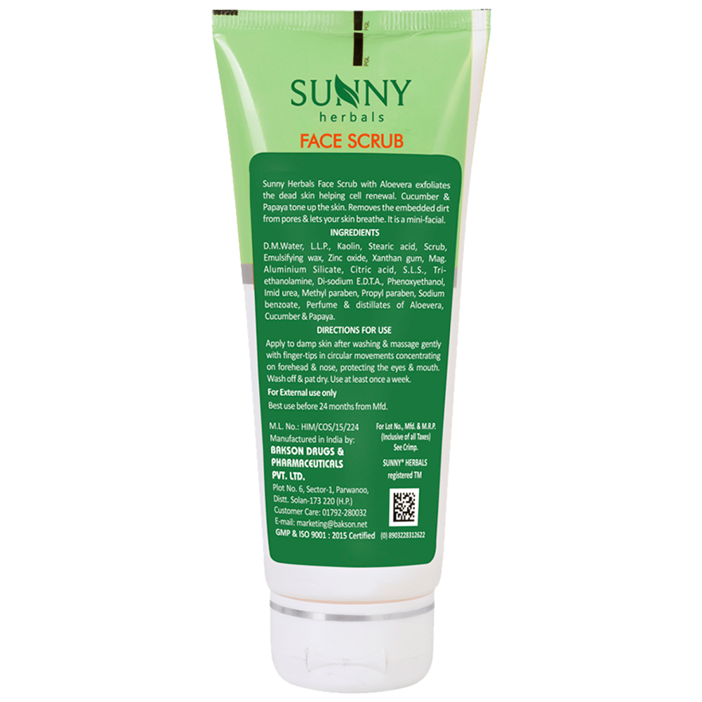 Sunny Herbals Face Scrub with Aloevera, Cucumber & Papaya jar of 100 gm Scrub Sunny Herbals Face Scrub with Aloevera, Cucumber & Papaya jar of 100 gm Scrub