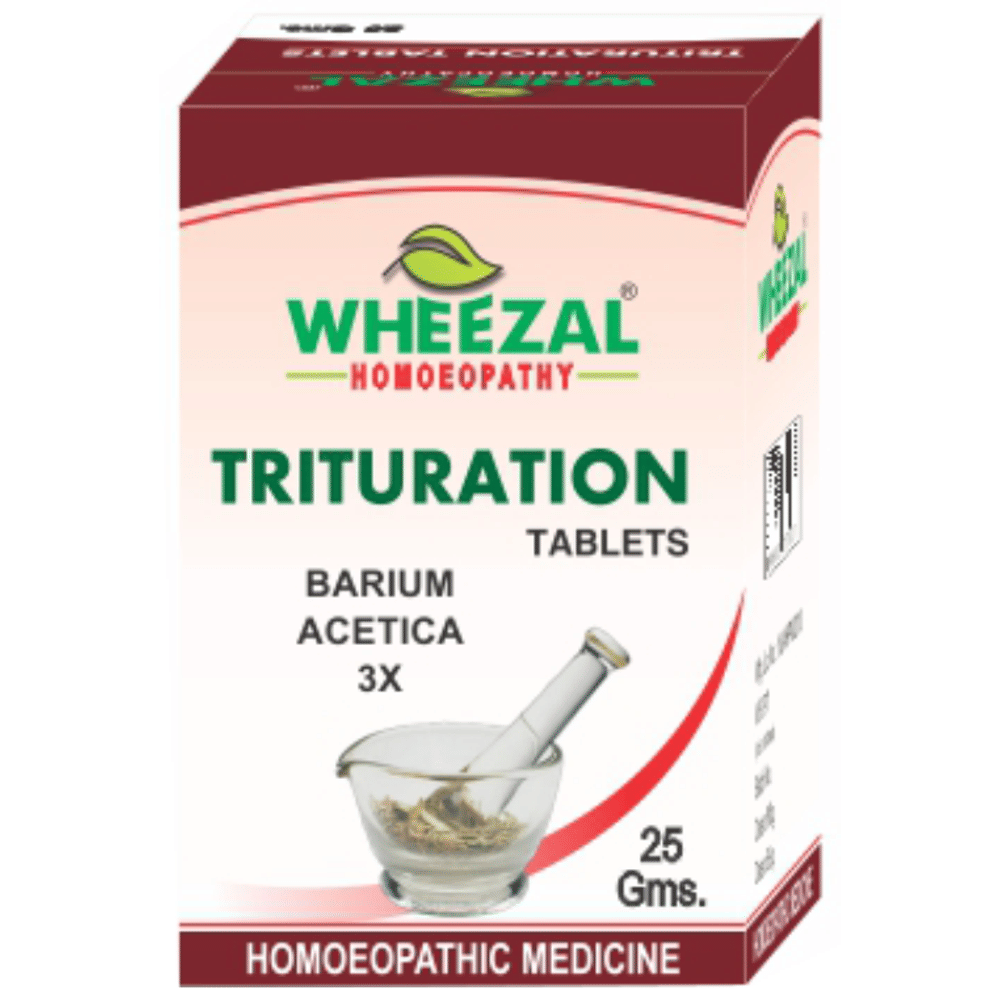 Wheezal Barium Acetica Trituration Tablet 3X bottle of 25 gm Trituration Tablet