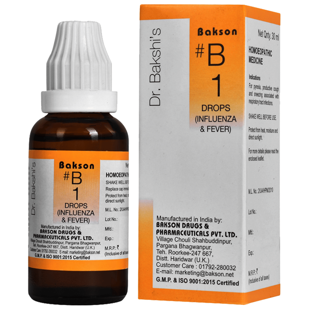 Bakson B1 Influenza & Fever Drop bottle of 30 ml Drop