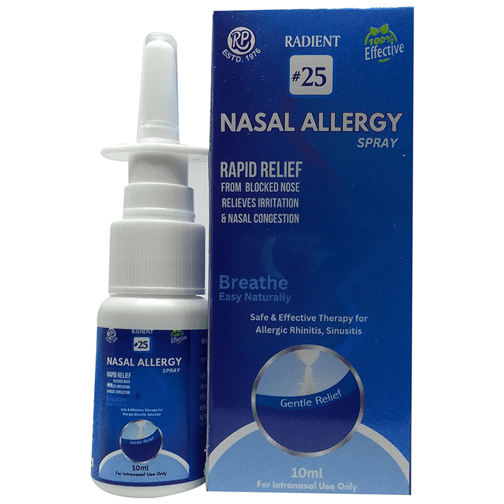 Radient #25 Nasal Allergy Spray Liquid Sugar Free bottle of 10 ml Liquid Radient #25 Nasal Allergy Spray Liquid Sugar Free bottle of 10 ml Liquid
