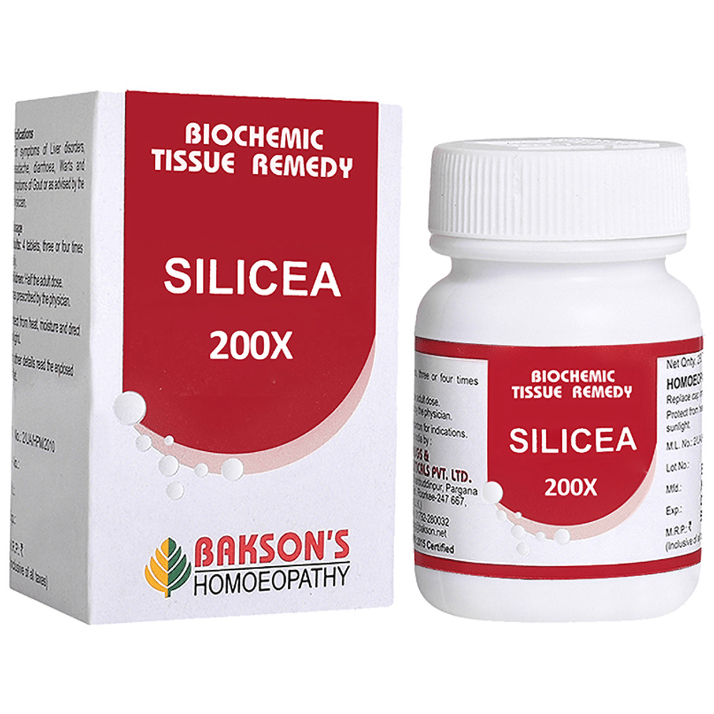Bakson's Homeopathy Silicea Biochemic Tablet 200X bottle of 250 biochemic tablets