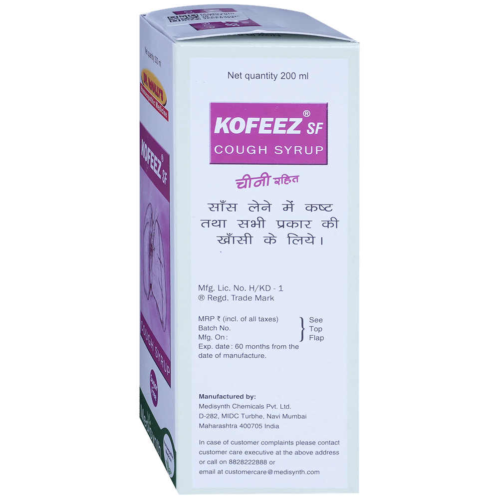 Medisynth Kofeez SF Cough Syrup Sugar Free bottle of 200 ml Syrup