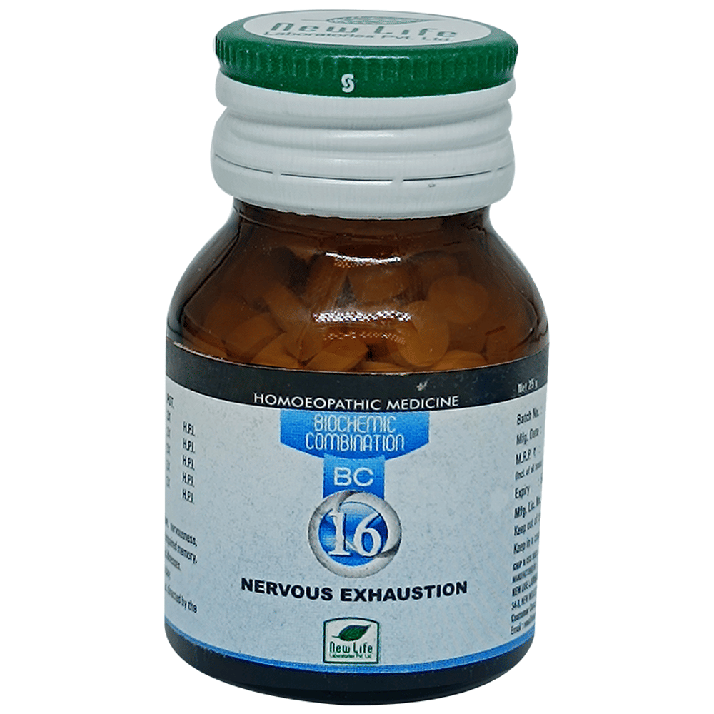 New Life Bio Combination No.16 Nervous Exhaustion bottle of 25 gm Biocombination Tablet