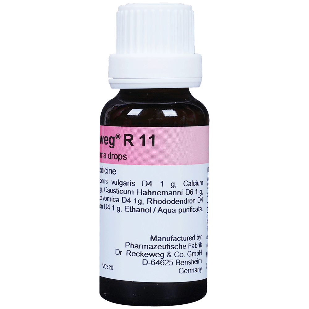 Dr. Reckeweg R11 Rheumatism Drop | For Pain Relief | Effective for Sprains and Strains| Bone, Joint & Muscle Care bottle of 22 ml Drop Dr. Reckeweg R11 Rheumatism Drop | For Pain Relief | Effective for Sprains and Strains| Bone, Joint & Muscle Care bottle of 22 ml Drop