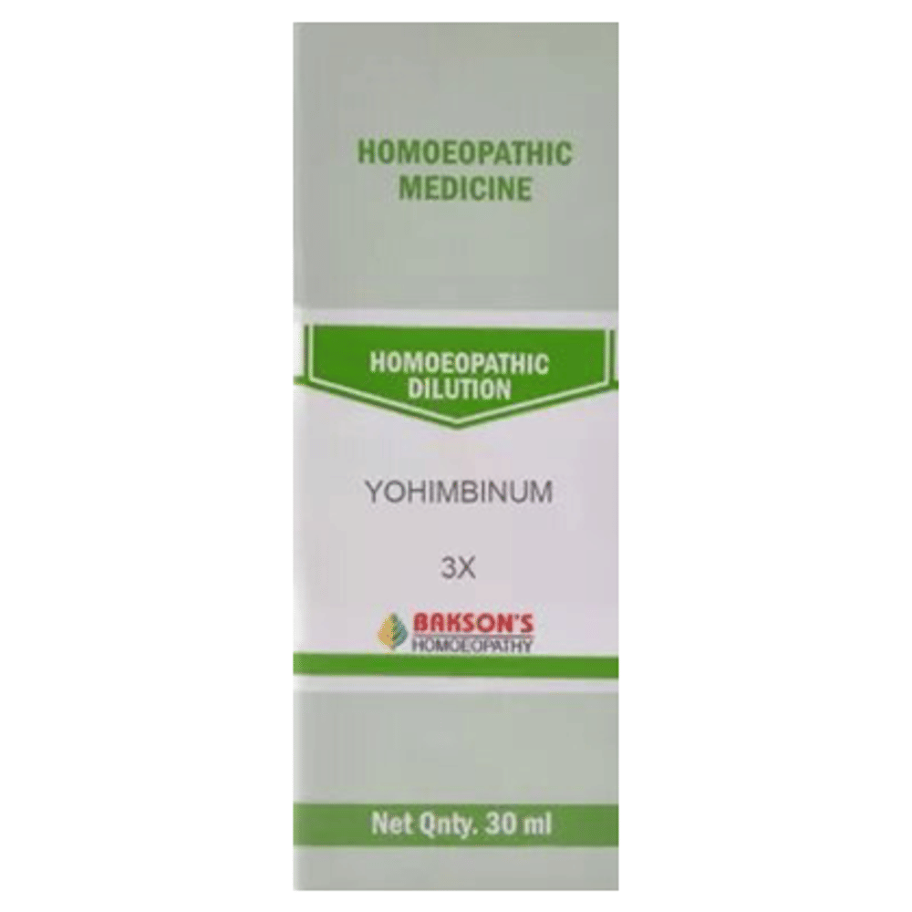 Bakson's Homeopathy Yohimbinum  Dilution 3X bottle of 30 ml Dilution
