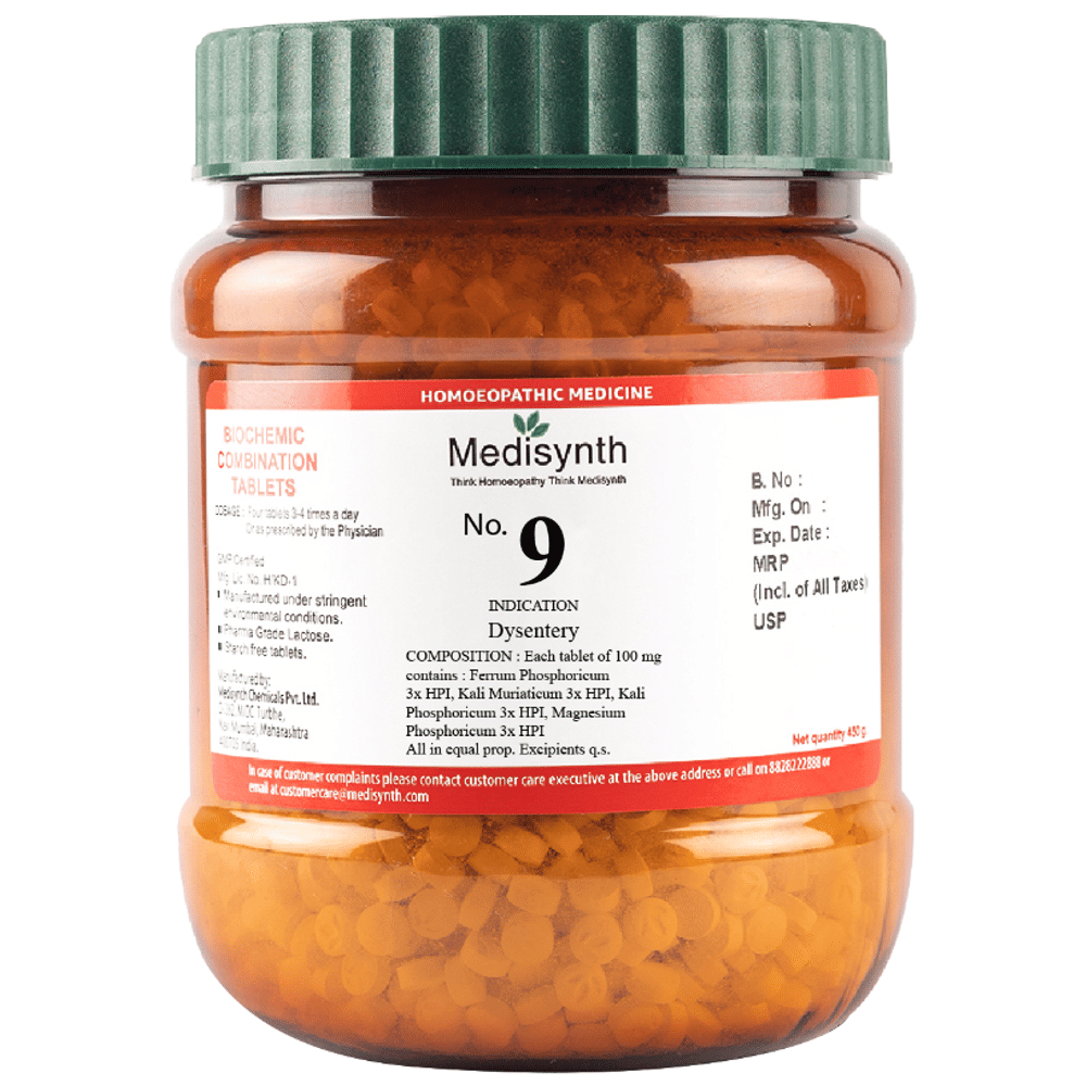 Medisynth Bio-chemic Combination No.9 Dysentery bottle of 450 gm Biocombination Tablet